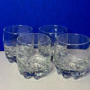 Vintage Crown Royal Clear Whiskey Glasses Unique Base Set of 4 Made in Italy